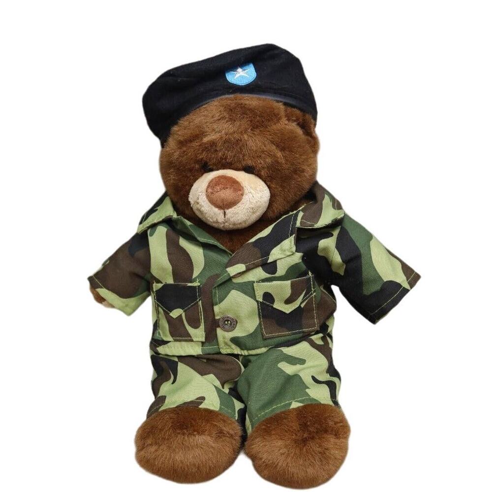 Build A Bear Traveling Teddy BABW On Tour Military 18" Plush Stuffed Animal